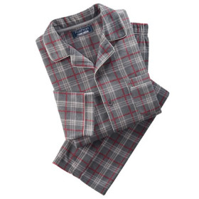 Pyjama polaire à carreaux, Tour de poitrine : 3XL (128/132), Couleur : Gris, par l’Homme Moderne.