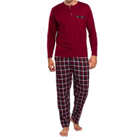 Pyjama coton scotish, Tour de poitrine : 3XL (128/132), Couleur : Bordeaux, par l’Homme Moderne.