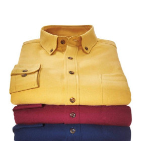  Chemises flanelle - les 3, Encolure : 39/40, Couleur : Bordeaux/Jaune/Marine, par l’Homme Moderne.