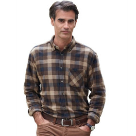 Chemise micropolaire «trappeur», Tour de poitrine : 3XL (128/132), Couleur : Bleu/Marron, par l’Homme Moderne.