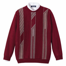 Pull jacquard laine, Tour de poitrine : M (96/100), Couleur : Bordeaux, par l’Homme Moderne.