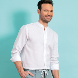 Chemise lin col mao