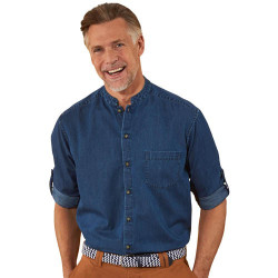 Chemise denim col officier