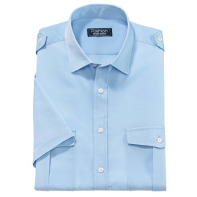 Chemisette microfibre Pilote, Encolure : 41/42, Couleur : Bleu, par l’Homme Moderne.