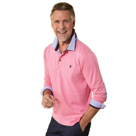Polo manches longues Sporting, Tour de poitrine : M (96/100), Couleur : Rose, par l’Homme Moderne.