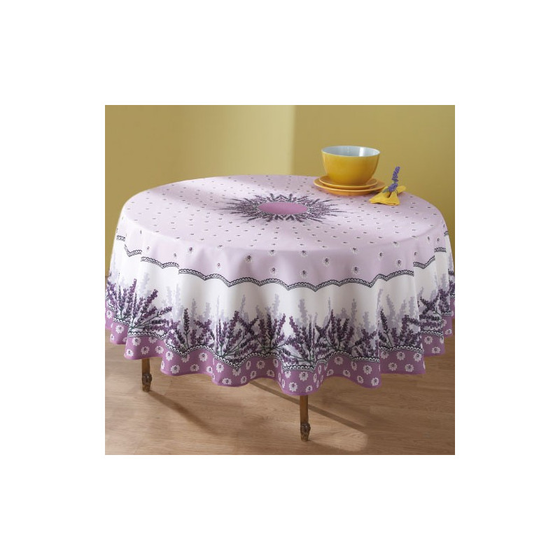 Nappe anti-taches bouquet de lavande ronde
