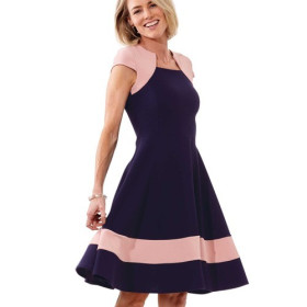 Robe dansante Flavie, Taille : 42, Couleur : Marine/Rose, par l’Homme Moderne.