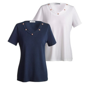 Tee-shirts Agathe - les 2, Taille : 38/40, Couleur : Blanc/Marine, par l’Homme Moderne.
