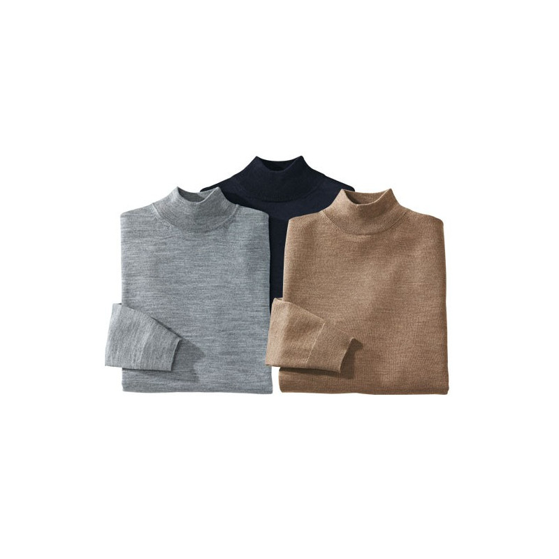 Les 3 pulls cols cheminée mérinos