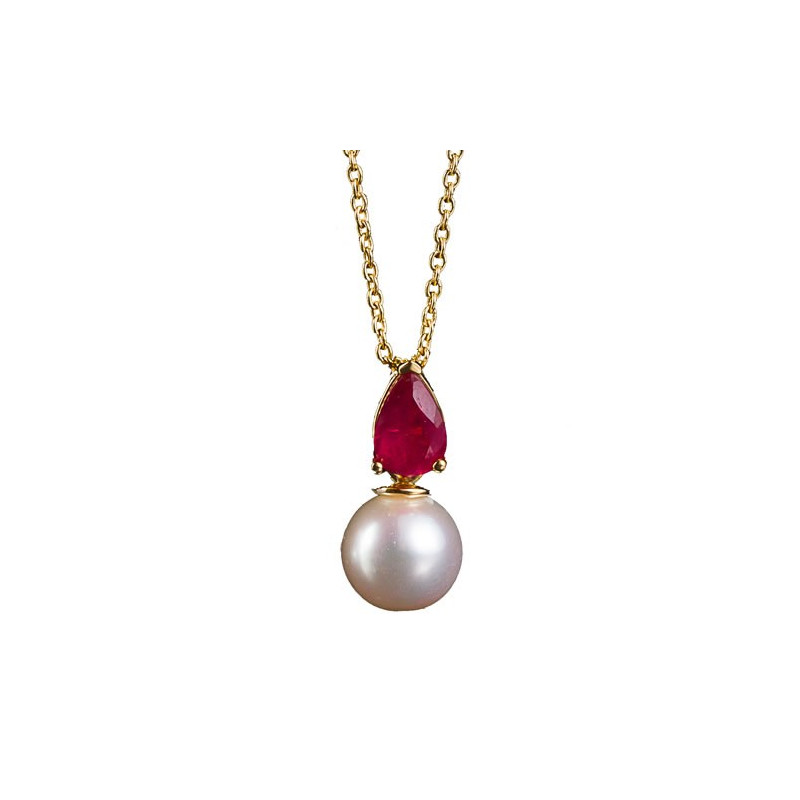 Collier perle & rubis