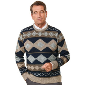 Pull Jacquard, Tour de poitrine : XL (112/116), Couleur : Multicolore, par l’Homme Moderne.
