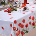 Toile cirée coquelicots ronde BlanClarence®