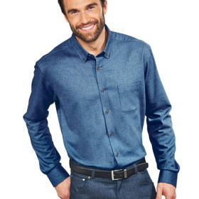 Chemise Flanelle Pierre Clarence, Encolure : 39/40, Couleur : Bleu, par l’Homme Moderne.