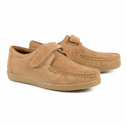 Chaussures à scratch cuir tressé coussin d'air