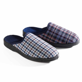 Duo de mules carreaux - les 2, Pointure : 42, Couleur : Bleu, par l’Homme Moderne.
