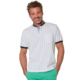 Polo Col Officier, Tour de poitrine : L (104/108), Couleur : Blanc/Marine, par l’Homme Moderne.