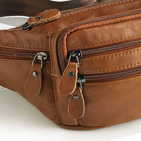 Banane en cuir multipoche