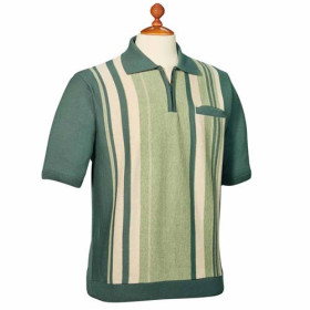 Polo tricot jacquard, Tour de poitrine : M (96/100), Couleur : Vert, par l’Homme Moderne.