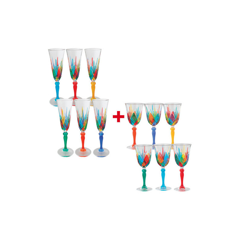 Les 6 flûtes à champagne + Les 6 verres à vin