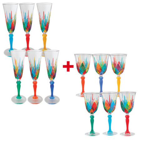 Les 6 flûtes à champagne + Les 6 verres à vin