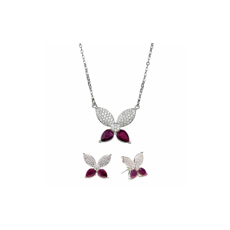 La parure Papillons rubis