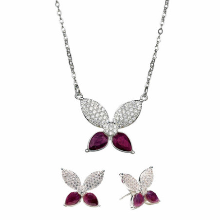 La parure Papillons rubis