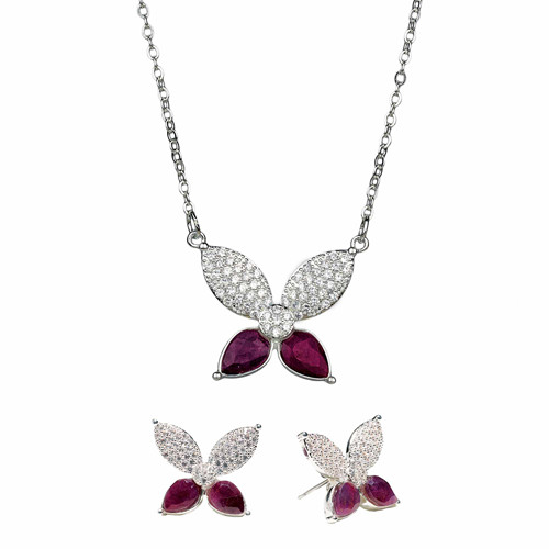 La parure Papillons rubis