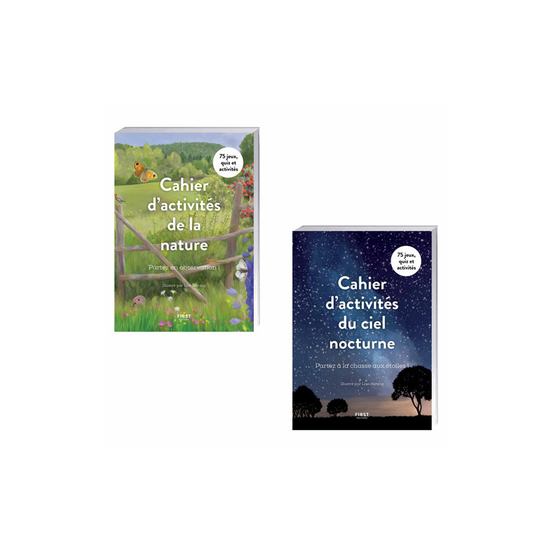 Lot de 2 ouvrages : Cahier d’activités de la nature + Cahier d’activités du ciel nocturne