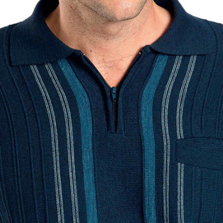 Pull jacquard zippé