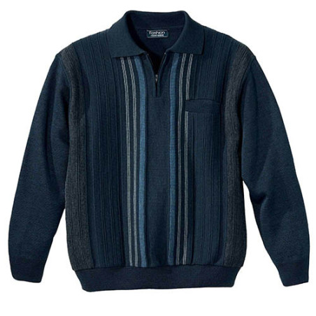 Pull jacquard zippé