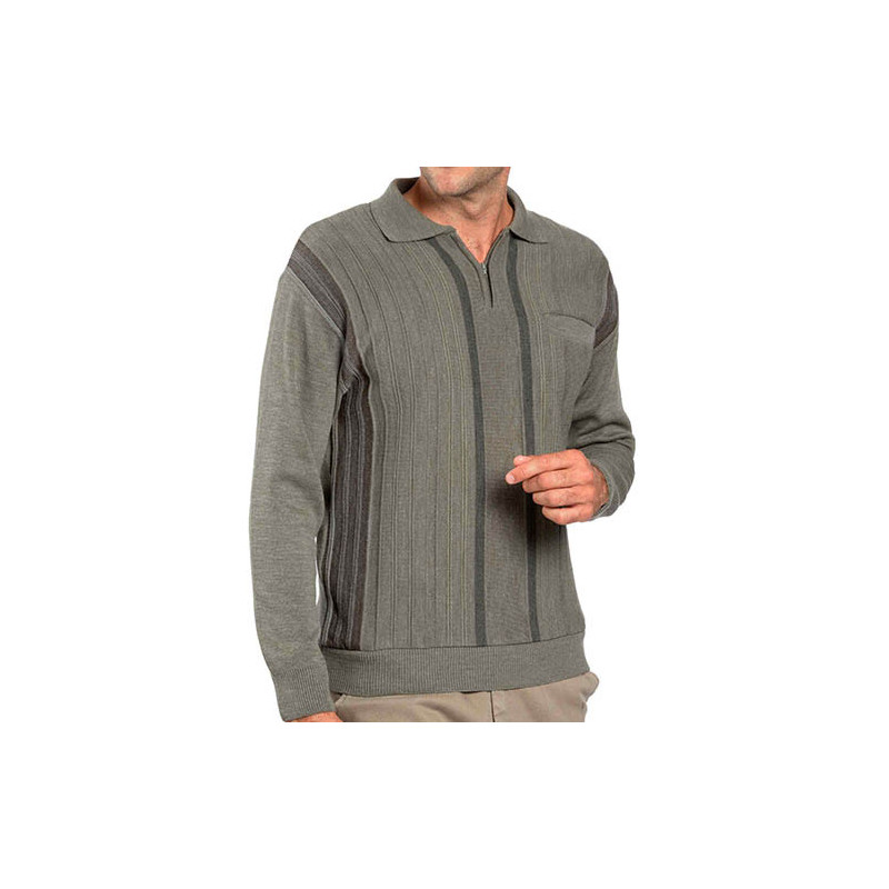 Pull jacquard zippé