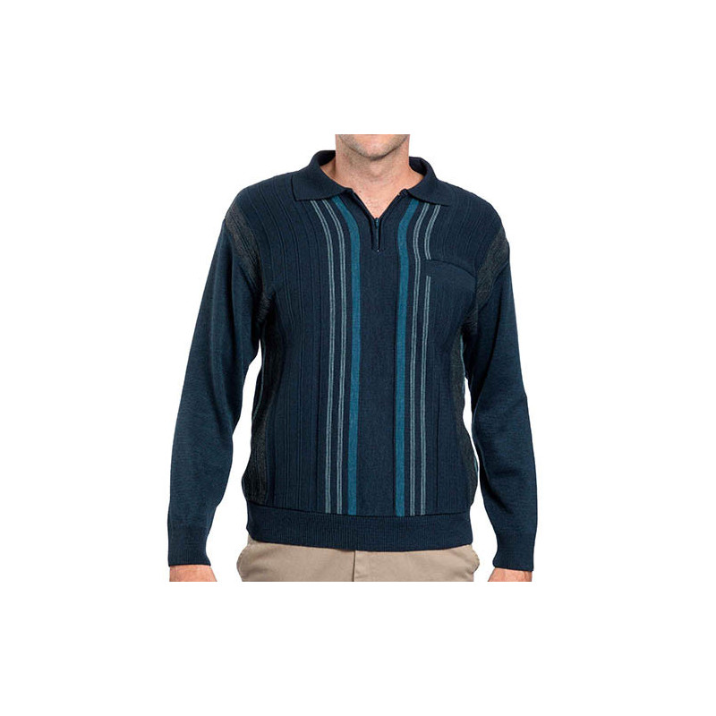 Pull jacquard zippé