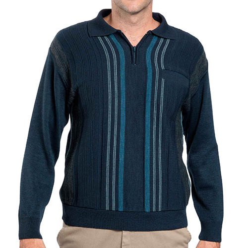 Pull jacquard zippé