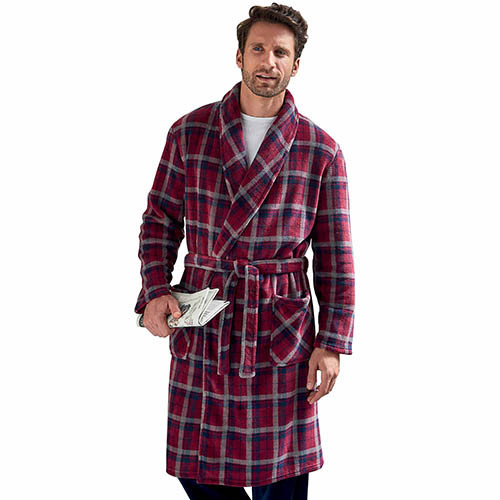 Robe de chambre polaire à carreaux