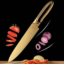 Couteau de chef titanium gold