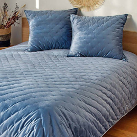 Couvre-lit velours  bleu azur (2)