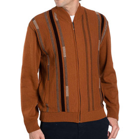 Gilet jacquard zippé, Tour de poitrine : L (104/108), Couleur : Marron, par l’Homme Moderne.