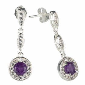 Les boucles d’oreilles aux améthystes pour oreilles percées, par l’Homme Moderne.