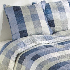 Couvre-lit microfibre "bleu horizon" (2)