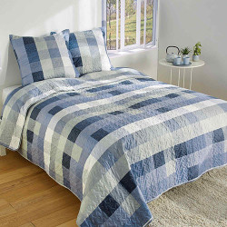 Couvre-lit microfibre "bleu horizon"