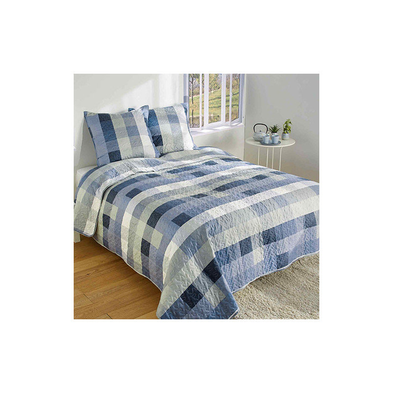 Couvre-lit microfibre "bleu horizon"