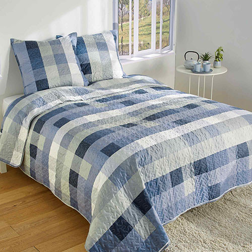 Couvre-lit microfibre "bleu horizon"