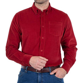 Chemise velours confort, Encolure : 39/40, Couleur : Bordeaux, par l’Homme Moderne.