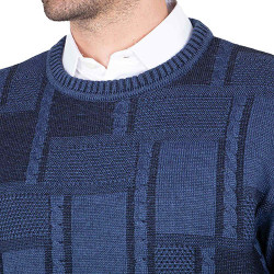Pull bleu damier