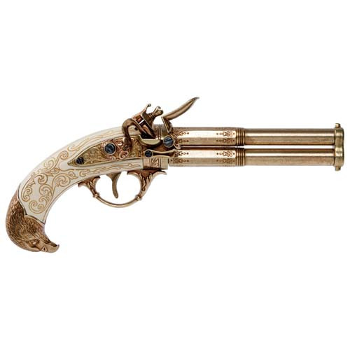 Le pistolet 2 canons tête d’aigle