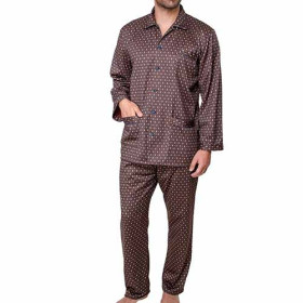 Pyjama satin thermique, Tour de poitrine : XL (112/116), Couleur : Marron, par l’Homme Moderne.