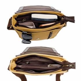 Sacoche cuir & toile
