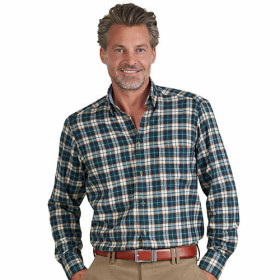 Chemise flanelle sologne, Encolure : 43/44, Couleur : Vert, par l’Homme Moderne.