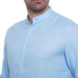 Chemise lin col officier