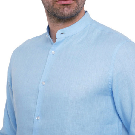 Chemise lin col officier